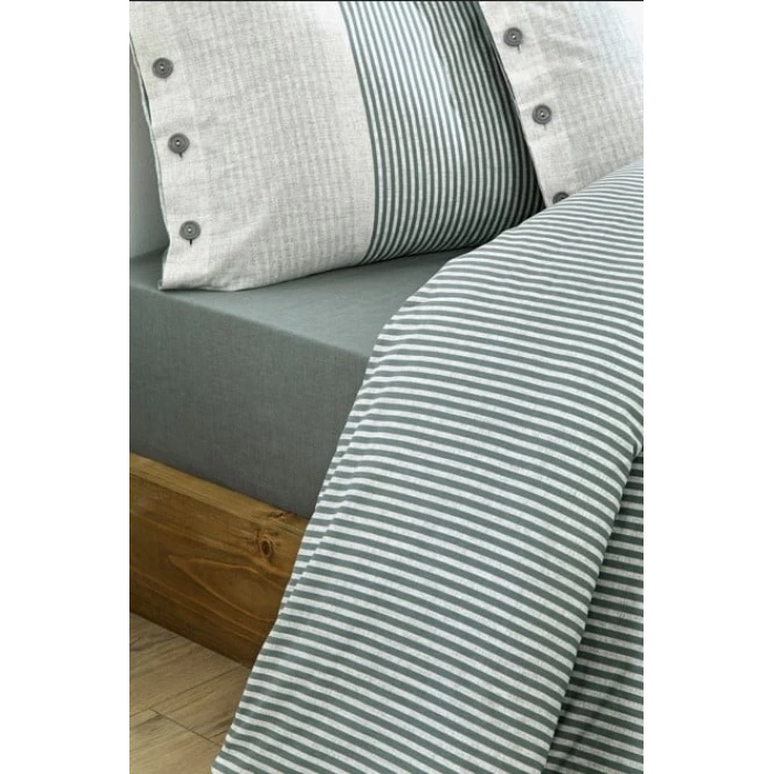 Özdilek Çift Kişilik Ranforce Nevresim Takımı Natural Line Yeşil