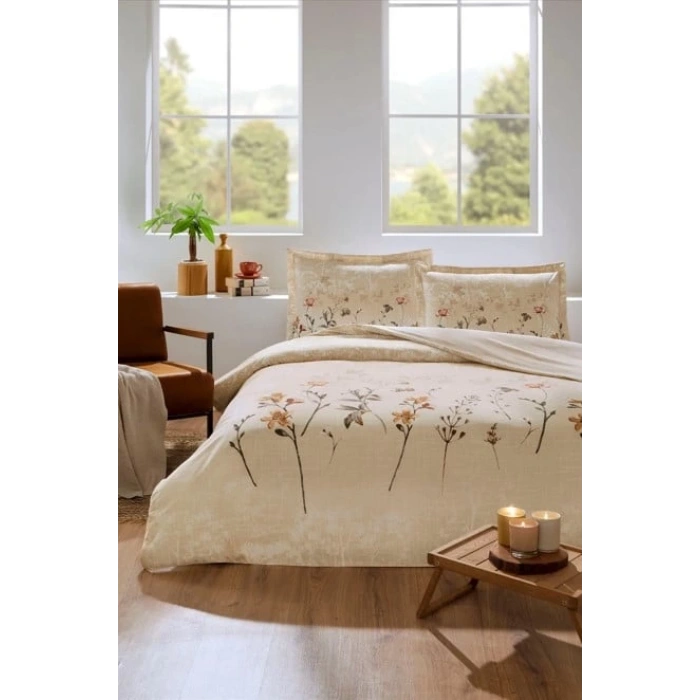 Özdilek Çift Kişilik Ranforce Nevresim Takımı Ramas Secas Krem