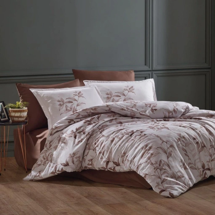 Pamuk Saten Çift Kişilik Nev Takımı Mass v1 Kahve