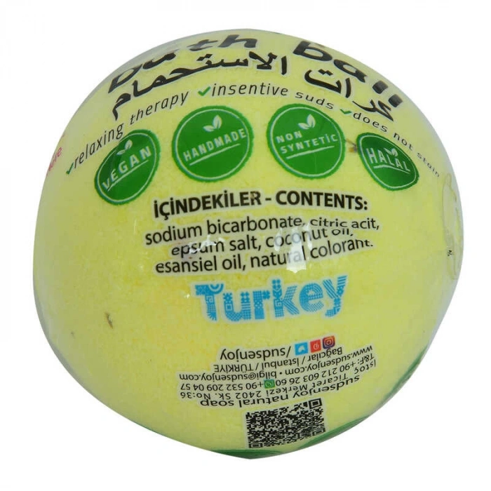 lı El Yapımı Banyo Küvet Topu Sabunu Sarı 90-120 Gr