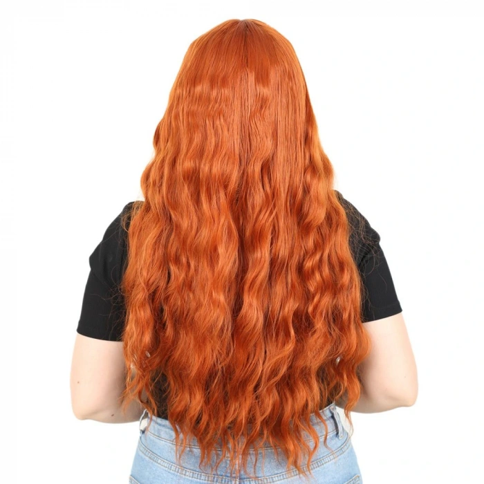 Perçemli Uzun Su Dalgası Fiber Sentetik Peruk/ Bakır