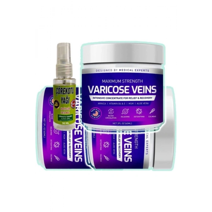Pharmapulse Varicose Veins Purple Bakım Kremi 100 ml x 3 adet + Çörek Otu Yağı 30 ml