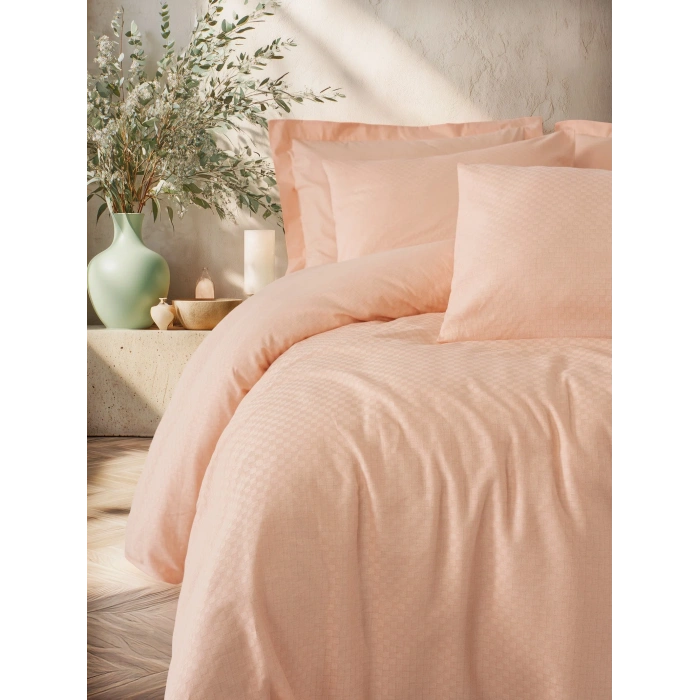 Plaid Çift Kişilik Nev Takımı Somon