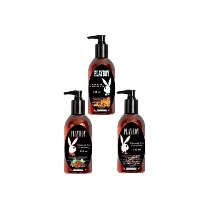 Playboy 3 Adet Playboy Çilek Aromalı Kokulu Ve Isıtıcılı Rahatlatıcılı Vücut Masaj Yağı