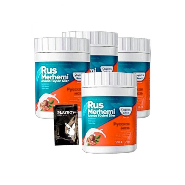 Playboy Turquoise 4lü Birden Ceviz & Ceviz Sütü Rus Merhemi 50 ml Tüy Dökücü Krem + 1 Armağan Jel