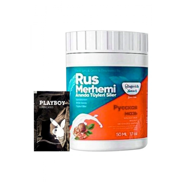 Playboy Turquoise Ceviz & Ceviz Sütü Rus Merhemi 50 ml Tüy Dökücü Krem + 1 Armağan Jel - 000031KI