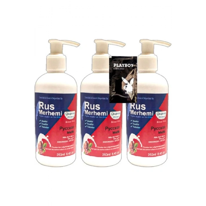 Playboy Tüy Dökücü Krem 3 Tane 250 ml Ceviz Sütlü & Cevizli Rus Merhemi + Yanında Jel - 000031KI