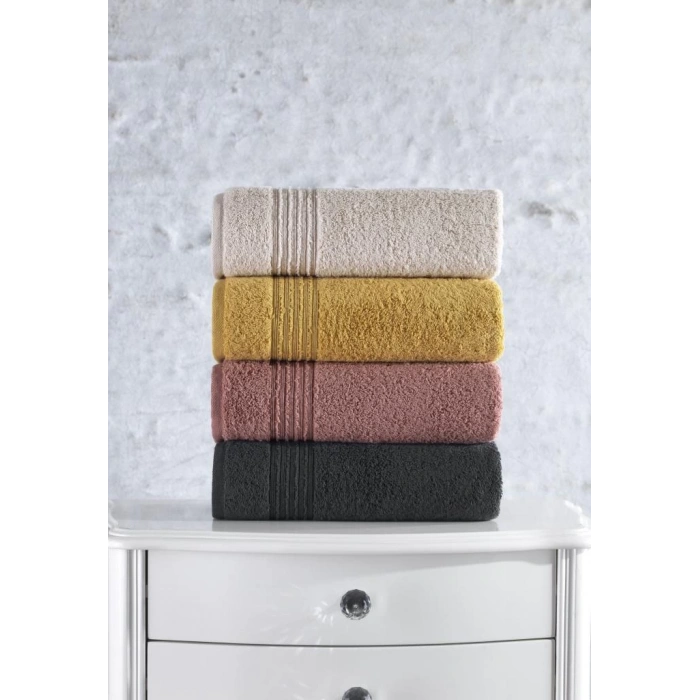 Plump 50x90 4lü Havlu Seti Bej Gülkurusu Hardal Antrasit