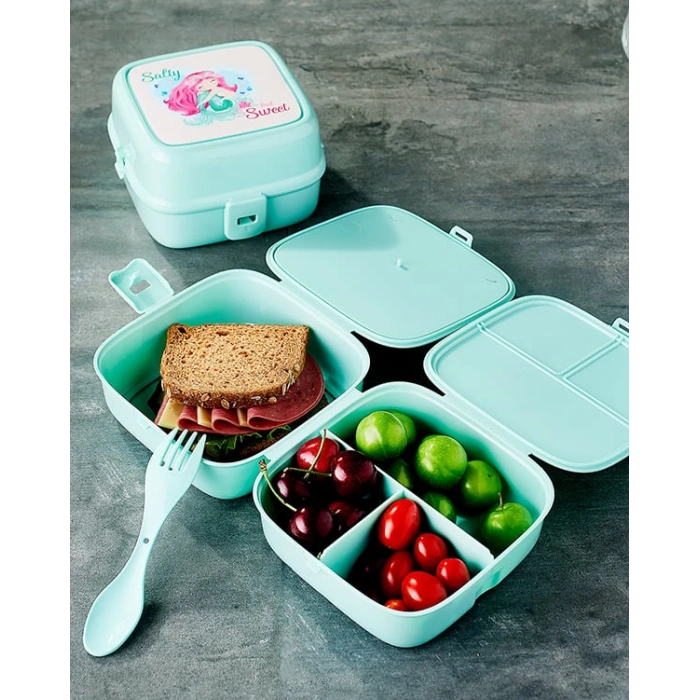 Porky Lol Desenli 4 Bölmeli Çatallı Beslenme Kabı - Diyet Kabı