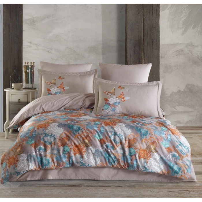 Premium Deluxe 300TC Çift Kişilik Saten Nev Takımı  Vita Bej