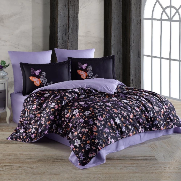 Premium Deluxe 300TC Çift Kişilik Saten Nev Takımı Gloria Siyah