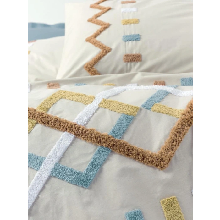 Puff Nakışlı Ranforce Çift Kişilik Nev Takımı Mellow Mint