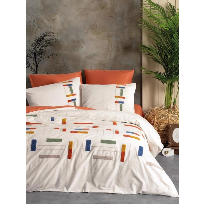 Puff Nakışlı Ranforce Çift Kişilik Nev Takımı Katy Tarçın