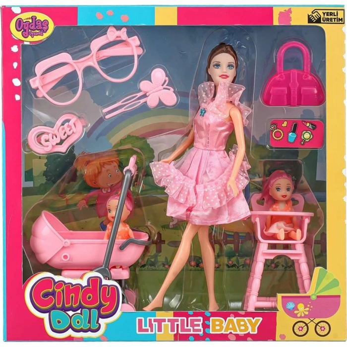 Pusetli  Sandalyeli Bebek Seti  Doll Little Baby