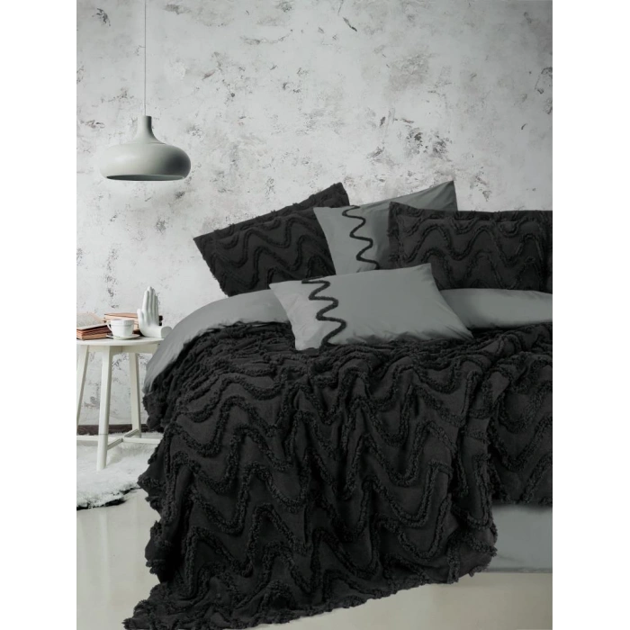 Ranforce Çift Kişilik Yatak Örtülü Nev Takımı Limi Viggo Siyah