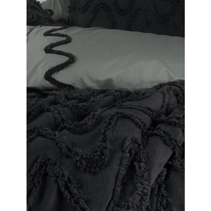 Ranforce Çift Kişilik Yatak Örtülü Nev Takımı Limi Viggo Siyah