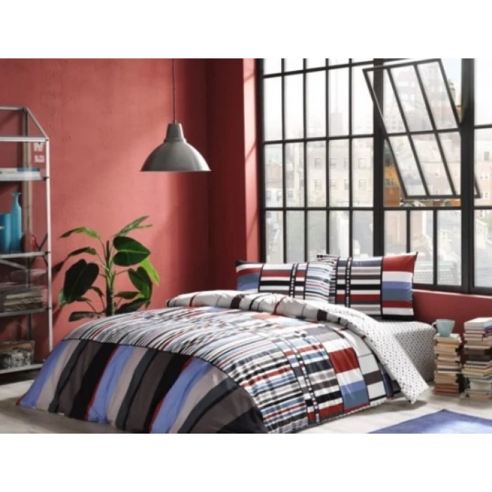 Ranforce Tek Kişilik Nevresim Takımı Foster Mavi