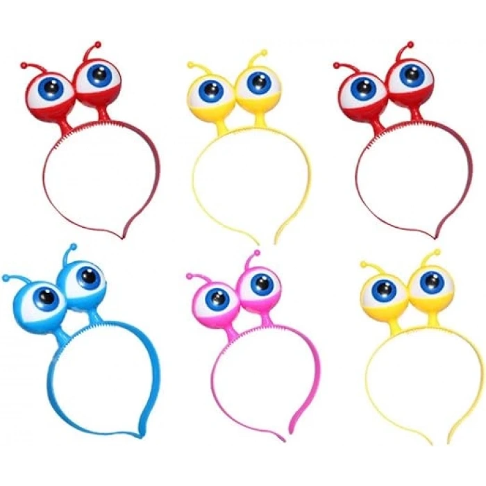 Rengarenk 3 Farklı Fonksiyonda Yanan Led Işıklı Uzaylı Göz Taç 1 Adet 18x12 cm