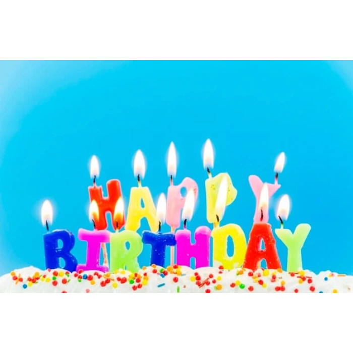 Rengarenk Happy Birthday Yazılabilen Doğum Günü Mumu