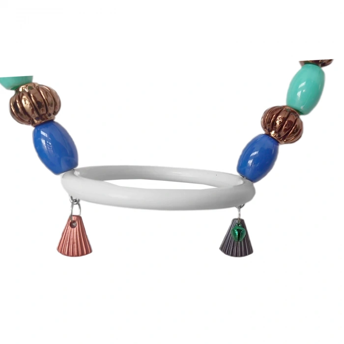 Renkli Boncuklu Oval Hlı Papağan Salıncağı 15 cm-23 cm