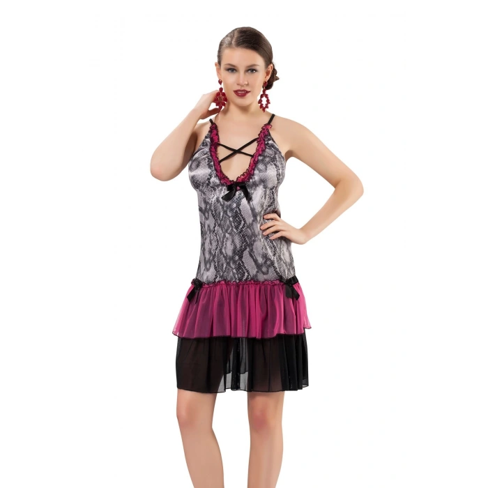 Renkli Dantel Gecelik