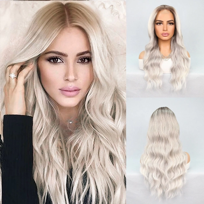 Rus Kumralı Beyaz Platin Ombre Tül Peruk