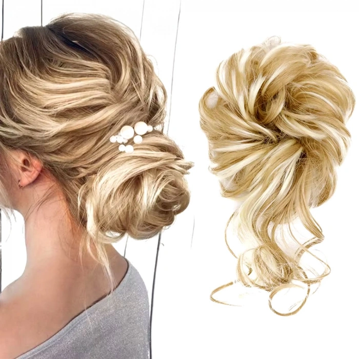 Saçlı Lastikli Kuyruklu Topuz Toka / Balköpüğü / Platin Röfle