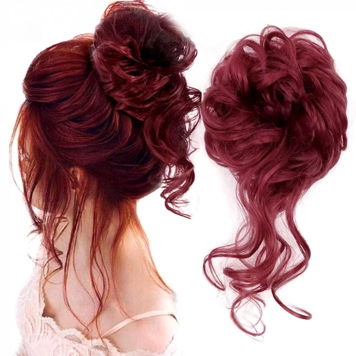 Saçlı Lastikli Kuyruklu Topuz Toka / Kızıl