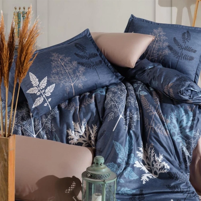 Saten Çift Kişilik Nev Takımı Dual Mavi