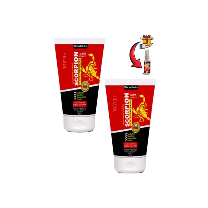 Scorpion Erkeklere Özel li ve Sertleştiren Bakım Kremi 50 ml x 2 ad.+Lustra Masaj Yağı