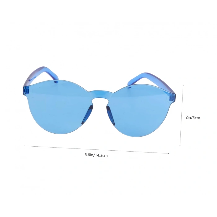 Sert Mika Oval Şekilli Çerçevesiz Mavi Gözlük Retro Parti 5x14 cm