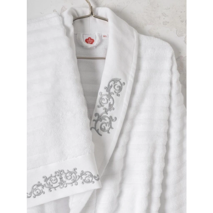 Seta Aile Bornoz Seti Genny Beyaz-Antrasit