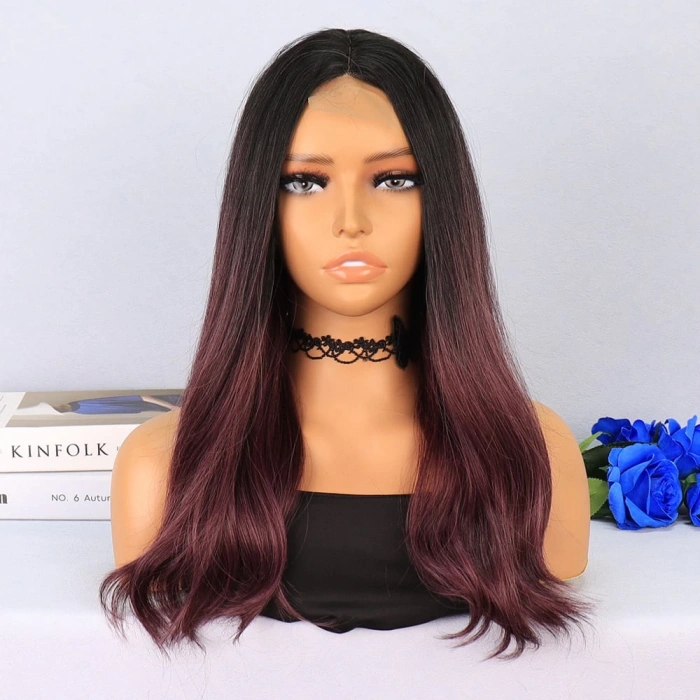 Siyah Açık Kızıl Ombreli Tül Peruk