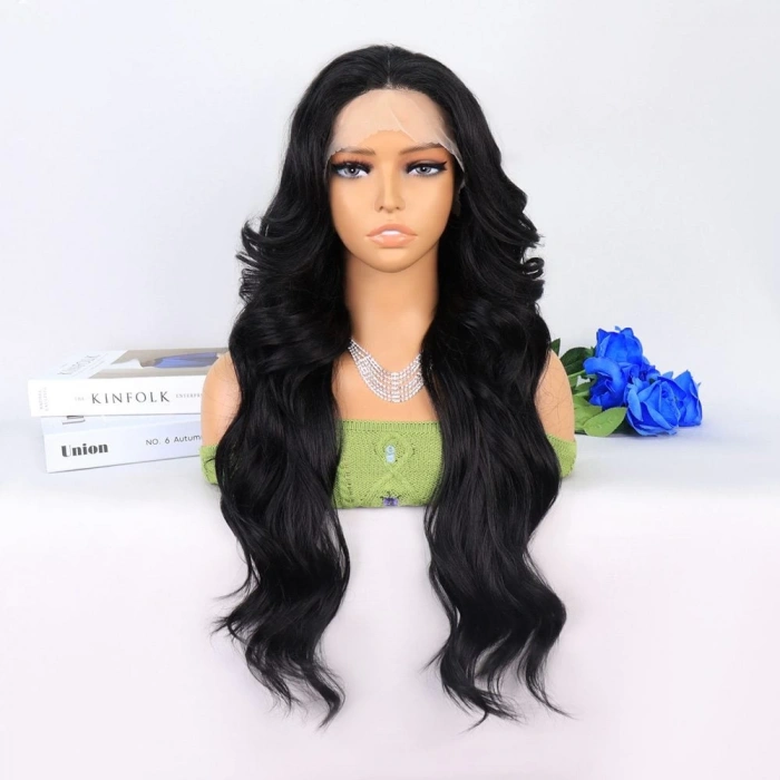 Siyah Dalgalı Uzun Boy Tül Peruk