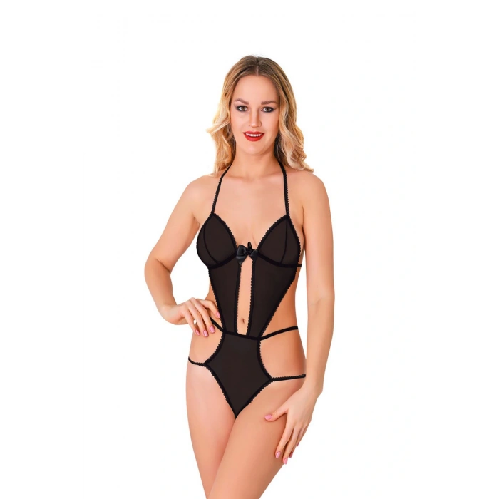 Siyah Lcralı Tül Bodysuit