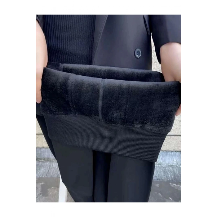 SİYAH PELUŞ TAYT PT580-1