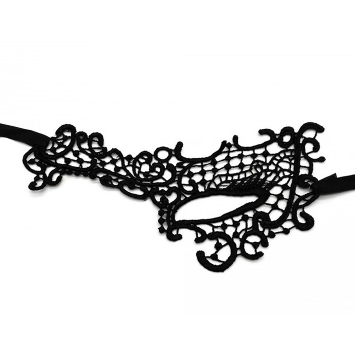 Siyah Renk Dantel Kesim Dantel İşlemeli B Parti Maskesi 13 No