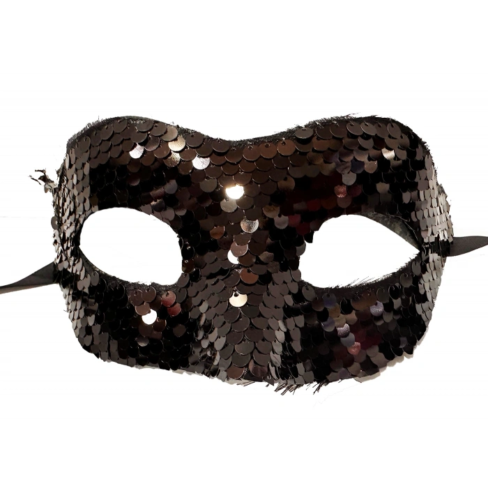 Siyah Renk Payetli Pullu Parti Maskesi B Venedik