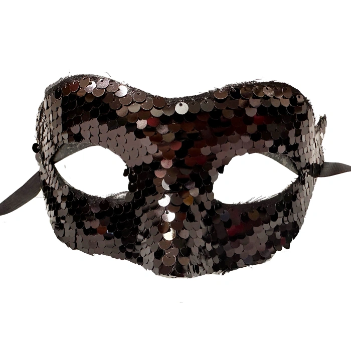 Siyah Renk Payetli Pullu Parti Maskesi B Venedik