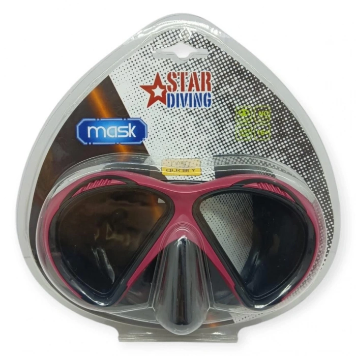 Temper Camlı Dalış Maskesi Yetişkin - 51706-KIRMIZI