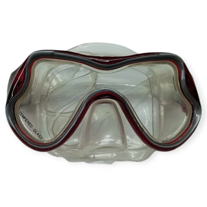 Temper Camlı Dalış Maskesi Yetişkin - 51709-KIRMIZI