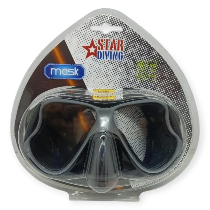 Temper Camlı Dalış Maskesi Yetişkin - 51709-SİYAH