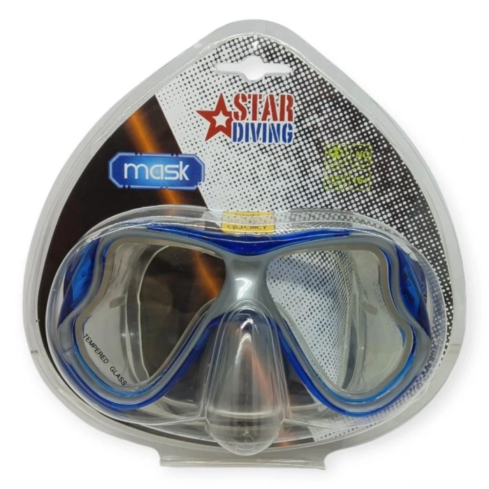 Temper Camlı Dalış Maskesi Yetişkin - 51710-MAVİ