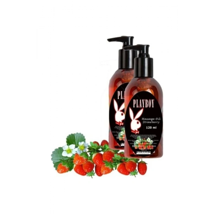 Strawberry Massage Oil 2 Adet Çilek Aromalı Vücut Masaj Yağı