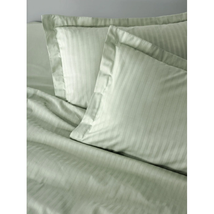 Stripe Elegant Adaçayı Çift Kişilik Saten Nev Takımı