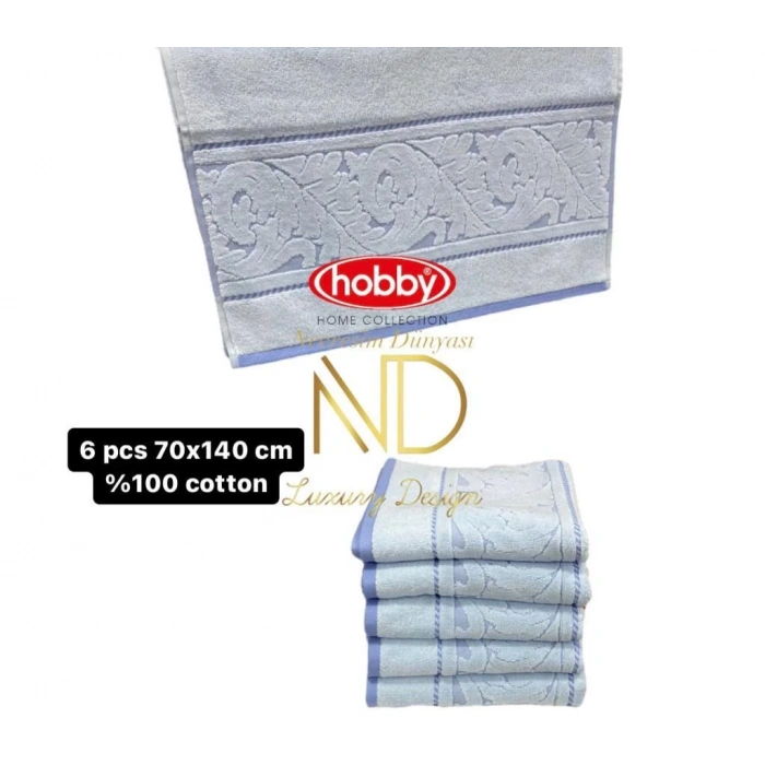 Sultan Mavi 70x140 6lı Havlu Seti