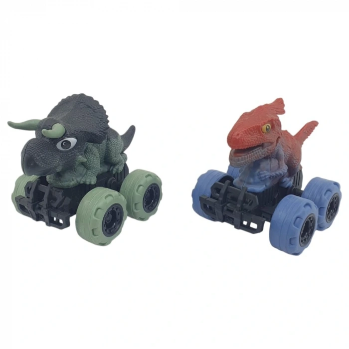 Sürtmeli Dinazor Arabalar 2li -  cm - Triceratops & Parasaurolophus