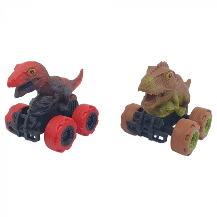 Sürtmeli Dinazor Arabalar 2li -  cm - Triceratops & Stegosaurus