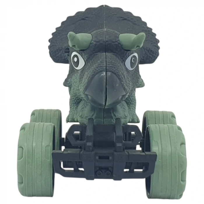 Sürtmeli Dinazor Arabalar  cm - H-20 - Triceratops - Yeşil