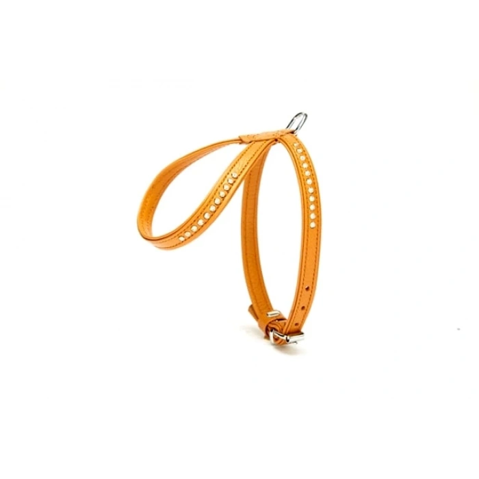 Taşlı Deri Köpek Göğüs Tasması 1,2 x 25-35 cm Kamel
